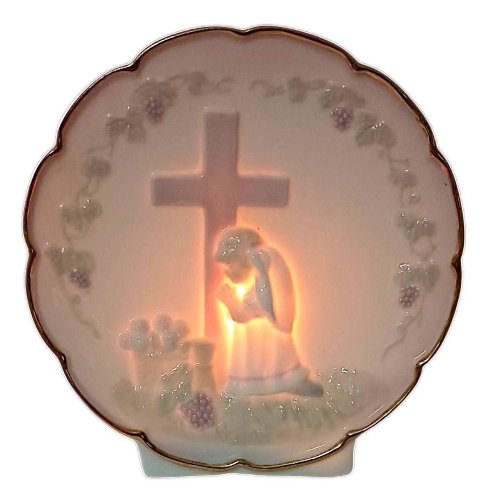 Praying Girl Porcelain Night Light Lamp Boudoir Bedside Religious Cross Vintage. - Picture 15 of 15